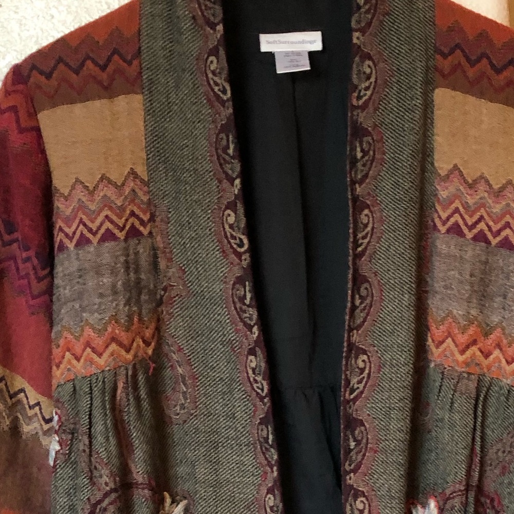 Soft Surroundings Izmir Wool Patchwork Floral embroidered Cardigan Jacke… - Picture 7 of 12